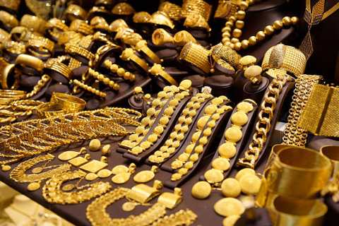 Window display of jewelry shop, asian bazaar