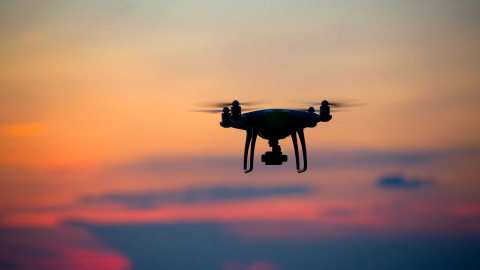 Drone-Technology-in-Flight-During-Sunset