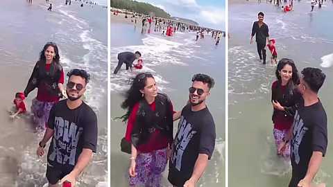 রিলস বানাতে ব্যস্ত মা-বাবা, সমুদ্রে হাবুডুবু খেল শিশু
