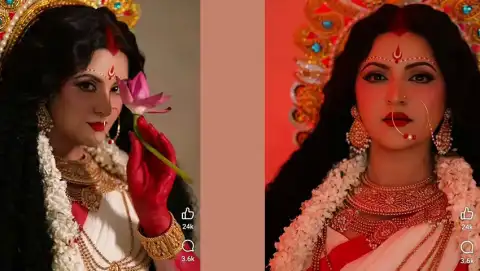দুর্গারূপে মুগ্ধতা ছড়ালেন পরীমণি