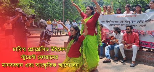 ঢাকা বিশ্ববিদ্যালয় প্রোগ্রেসিভ উইমেন স্টুডেন্ট ফোরাম&#8217;র মানববন্ধন এবং সাংস্কৃতিক আন্দোলন