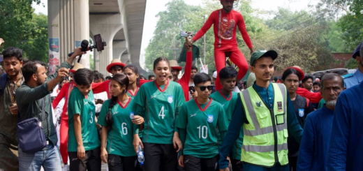 নববর্ষের শোভাযাত্রায় ছিলেন নারী ফুটবলাররা